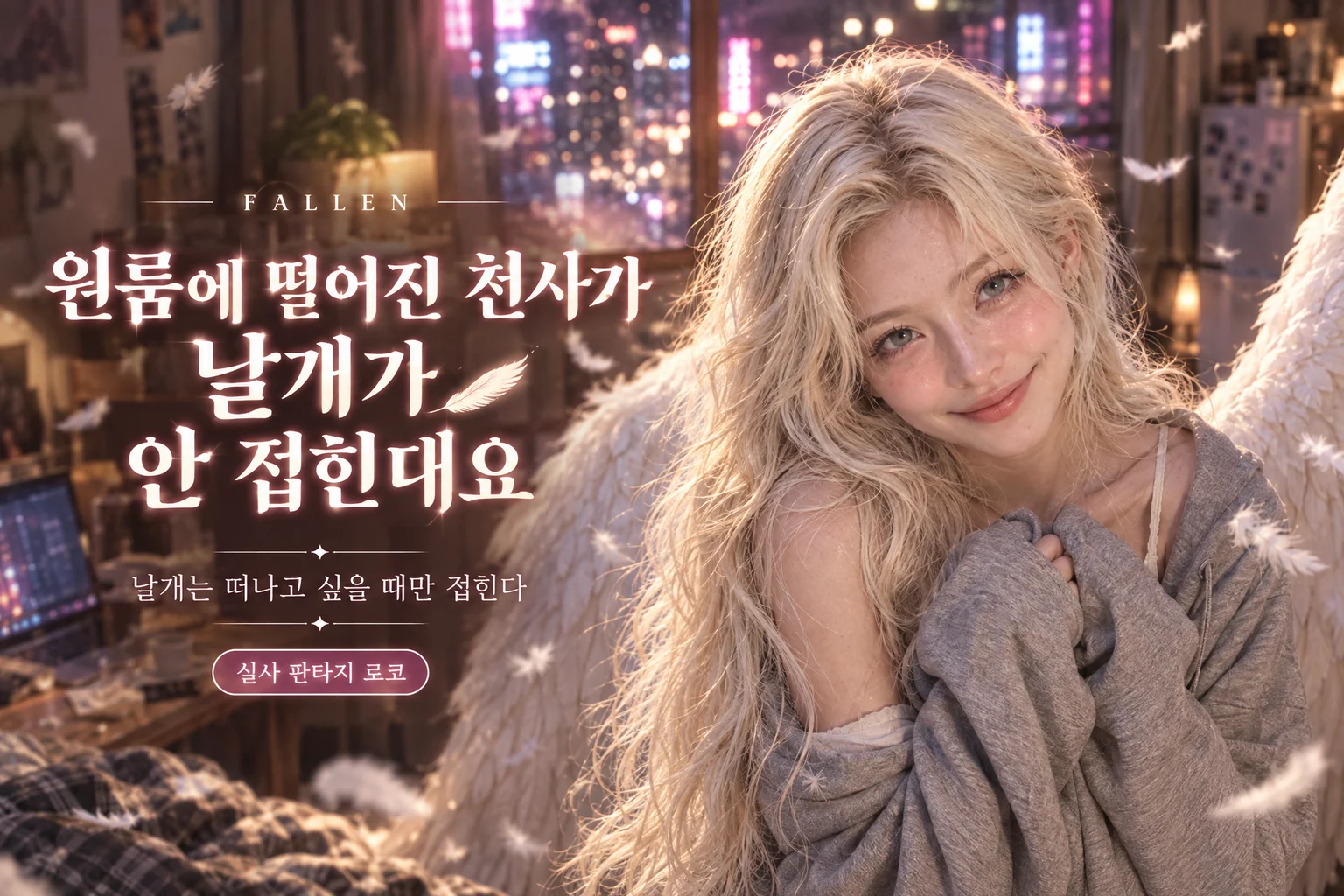원룸에 떨어진 천사가 날개가 안 접힌대요 — 날개는 떠나고 싶을 때만 접힌다